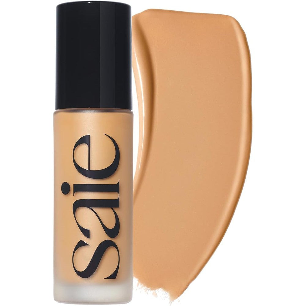 Saie Glowy Super Skin Tint Liquid Foundation - Weightless + Dewy Foundation with Lightweight Medium Coverage - Hydrating Face Makeup + Skin Care Serum Hybrid with Hyaluronic Acid - Shade 16 (1.01 oz)