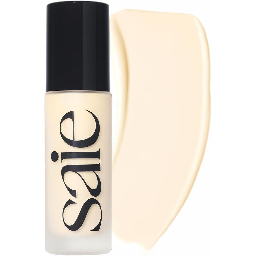 Saie Glowy Super Skin Tint Liquid Foundation - Weightless + Dewy Foundation with Lightweight Medium Coverage - Hydrating Face Makeup + Skin Care Serum Hybrid with Hyaluronic Acid - Shade 1 (1.01 oz)