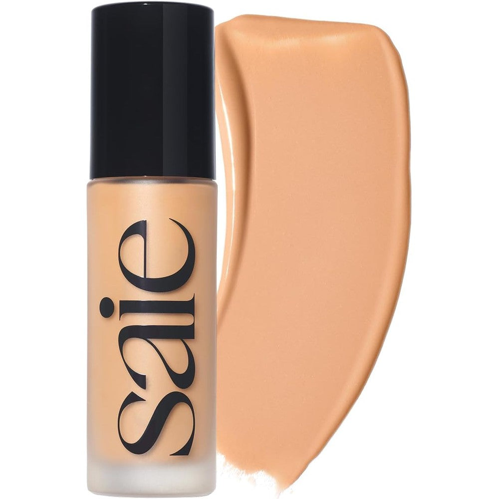 Saie Glowy Super Skin Tint Liquid Foundation - Weightless + Dewy Foundation with Lightweight Medium Coverage - Hydrating Face Makeup + Skin Care Serum Hybrid with Hyaluronic Acid - Shade 12 (1.01 oz)
