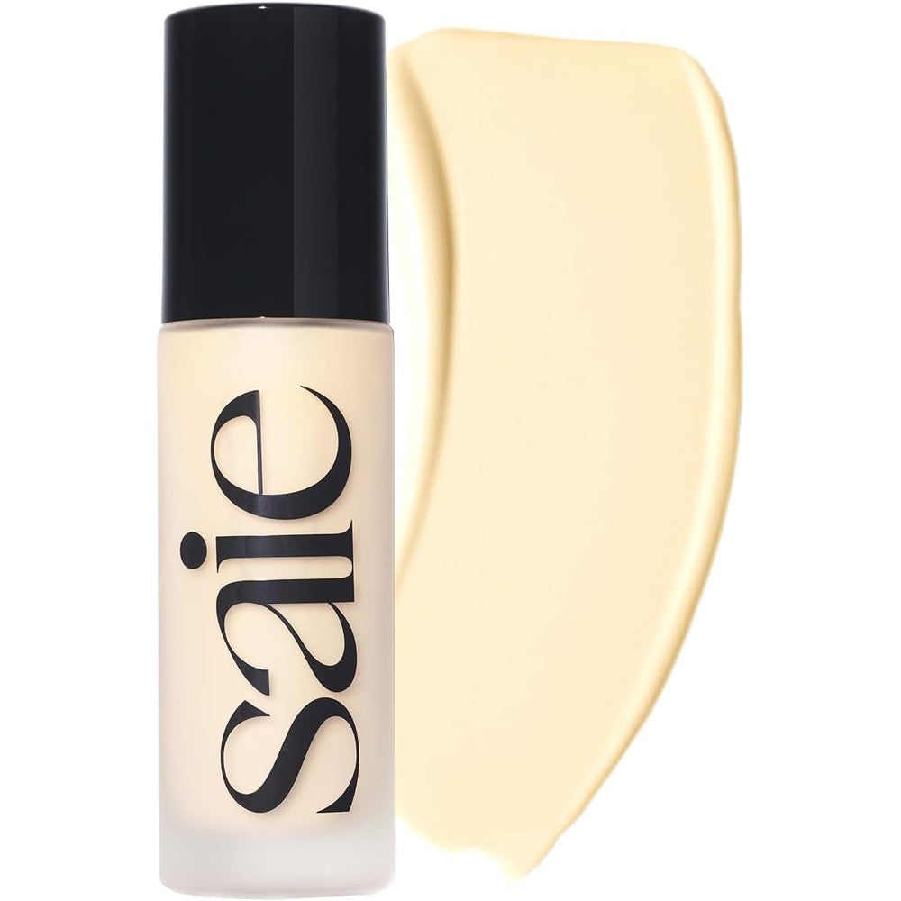 Saie Glowy Super Skin Tint Liquid Foundation - Weightless + Dewy Foundation with Lightweight Medium Coverage - Hydrating Face Makeup + Skin Care Serum Hybrid with Hyaluronic Acid - Shade 2 (1.01 oz)