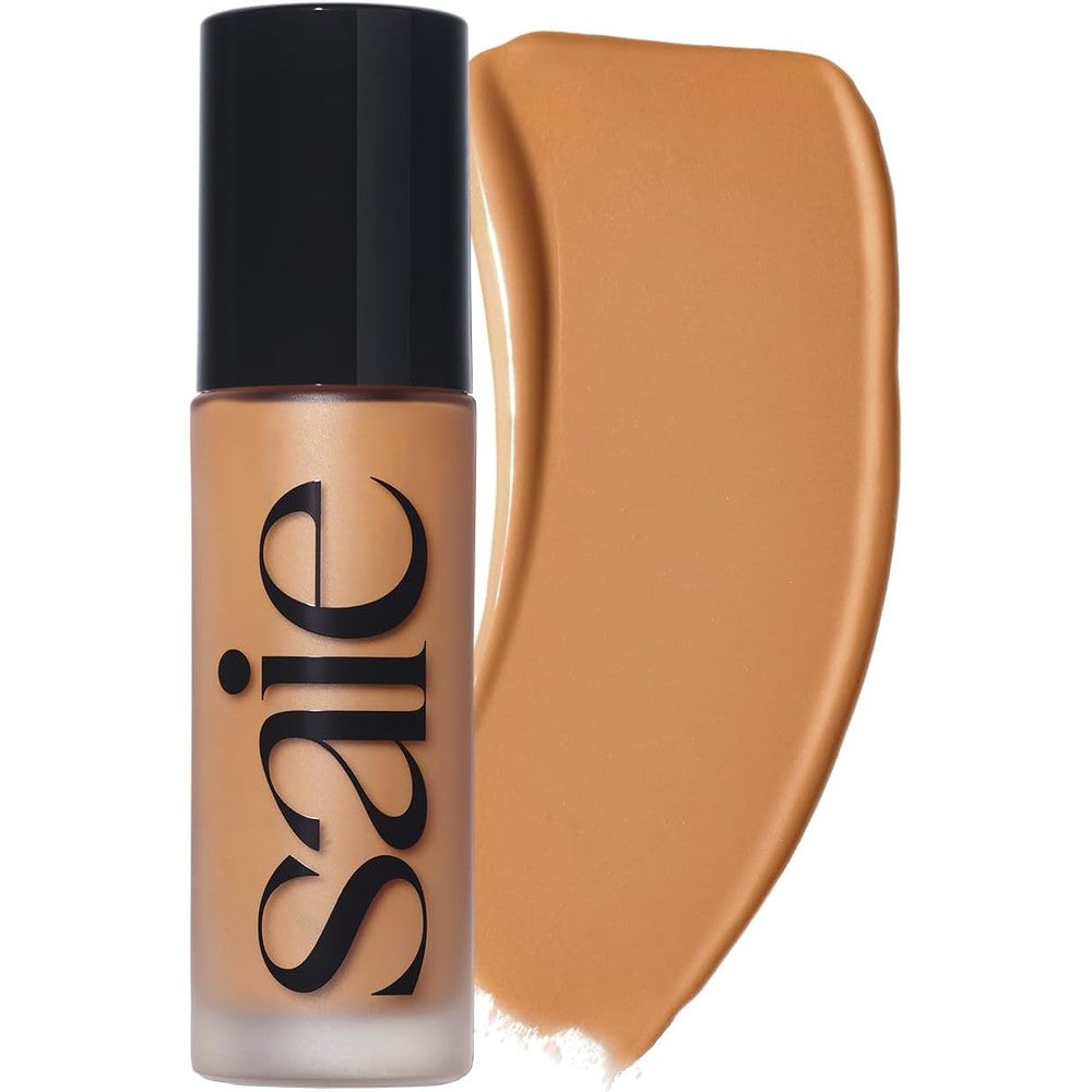 Saie Glowy Super Skin Tint Liquid Foundation - Weightless + Dewy Foundation with Lightweight Medium Coverage - Hydrating Face Makeup + Skin Care Serum Hybrid with Hyaluronic Acid - Shade 24 (1.01 oz)