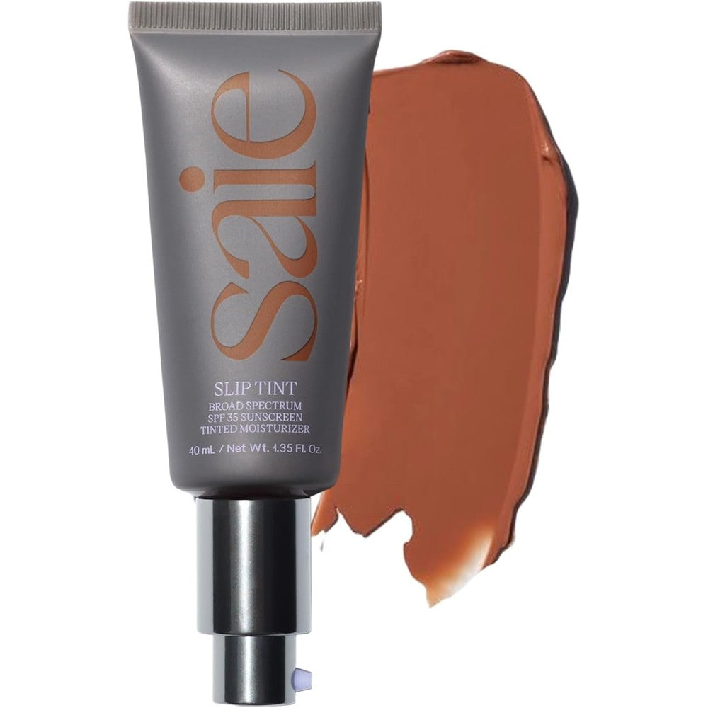 Saie Slip Tint Tinted Moisturizer with SPF 35 - Light Coverage, Glowy Skin Tint & Mineral Sunscreen for Face with Hydrating Hyaluronic Acid - Summer Makeup Essential - Shade Eight (1.35 oz)