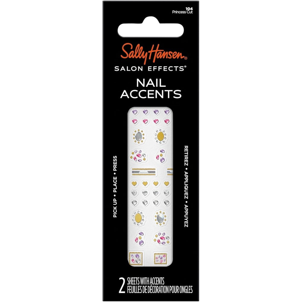 Sally Hansen Salon Effects Nail Accents | Easy to Use, No Commitment, Mix and Match Designs | Nail Art Decals for Polish or Bare Nails | Princess Cut | Heart Shaped and Jewel Designs
