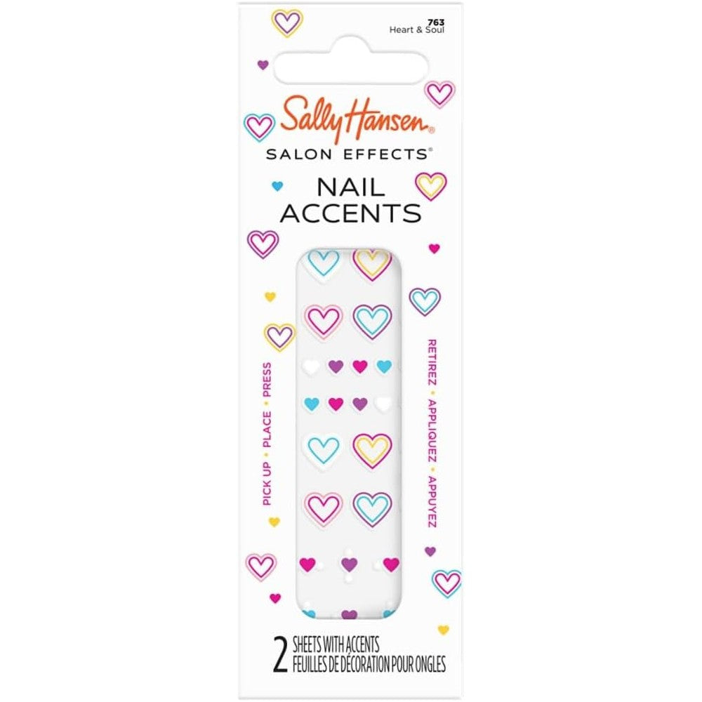 Sally Hansen Salon Effects Nail Accents | Easy to Use, No Commitment, Mix and Match Designs | Nail Art Decals for Polish or Bare Nails | Heart & Soul
