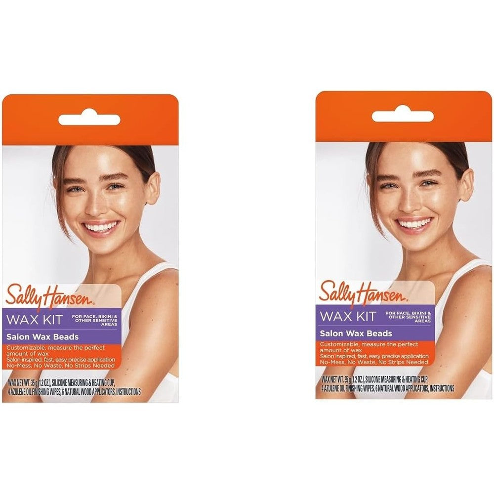 Sally Hansen Salon Wax Beads Kit for Face, Bikini & Other Sensitive Areas, Shelf Pack of 2