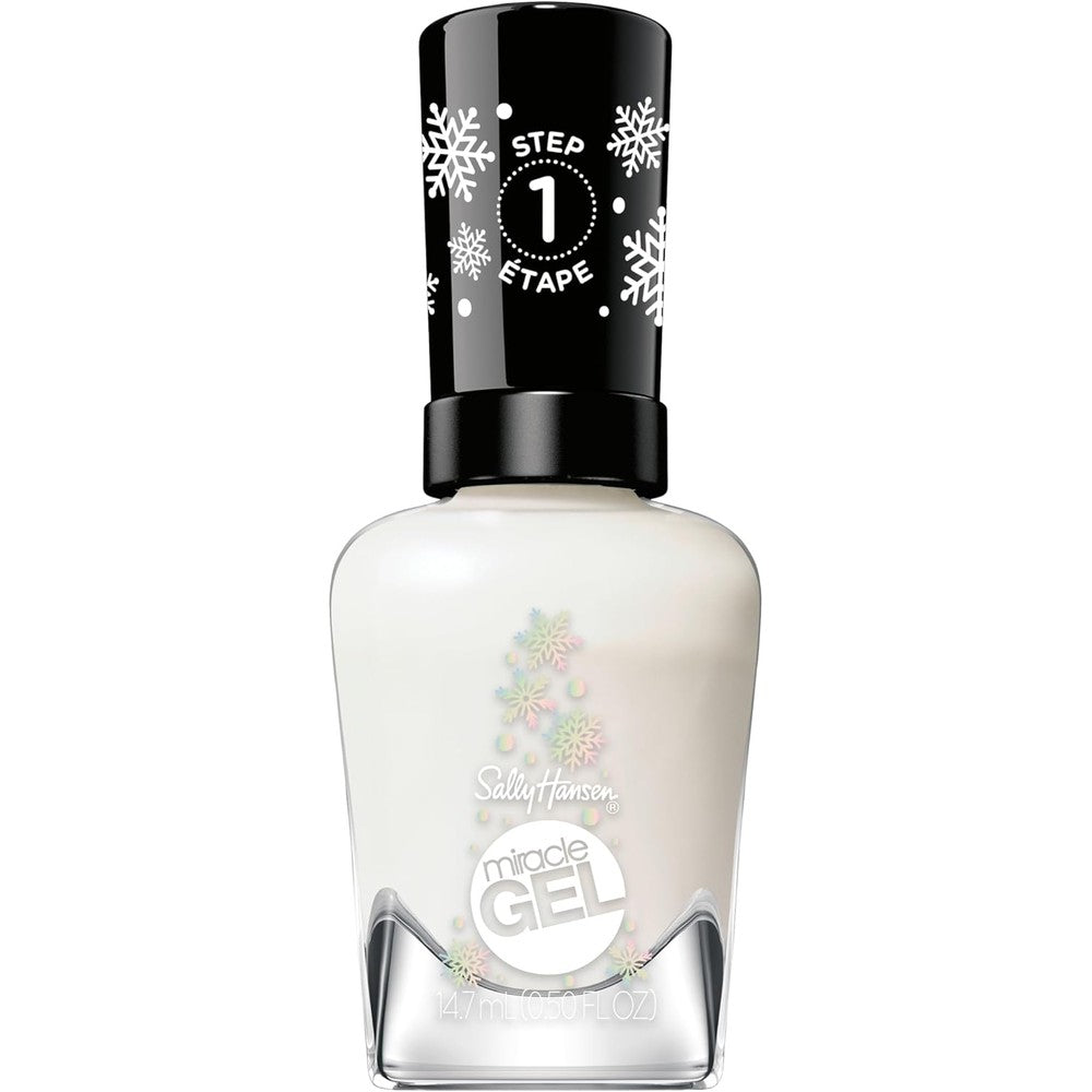 Sally Hansen Miracle Gel(TM), Snow Day, Long Lasting, Gel-Like Formula, No UV Lamp Needed, White Glitter Nail Polish