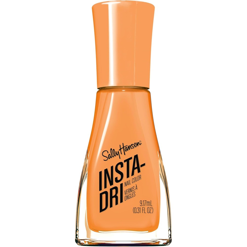 Sally Hansen Insta-Dri Electric Feels Nail Polish | Quick Dry, Long Lasting, Streak-Free Shine | Opaque, Shiny | 352 Peachy Flare| Neon Orange Nail Color