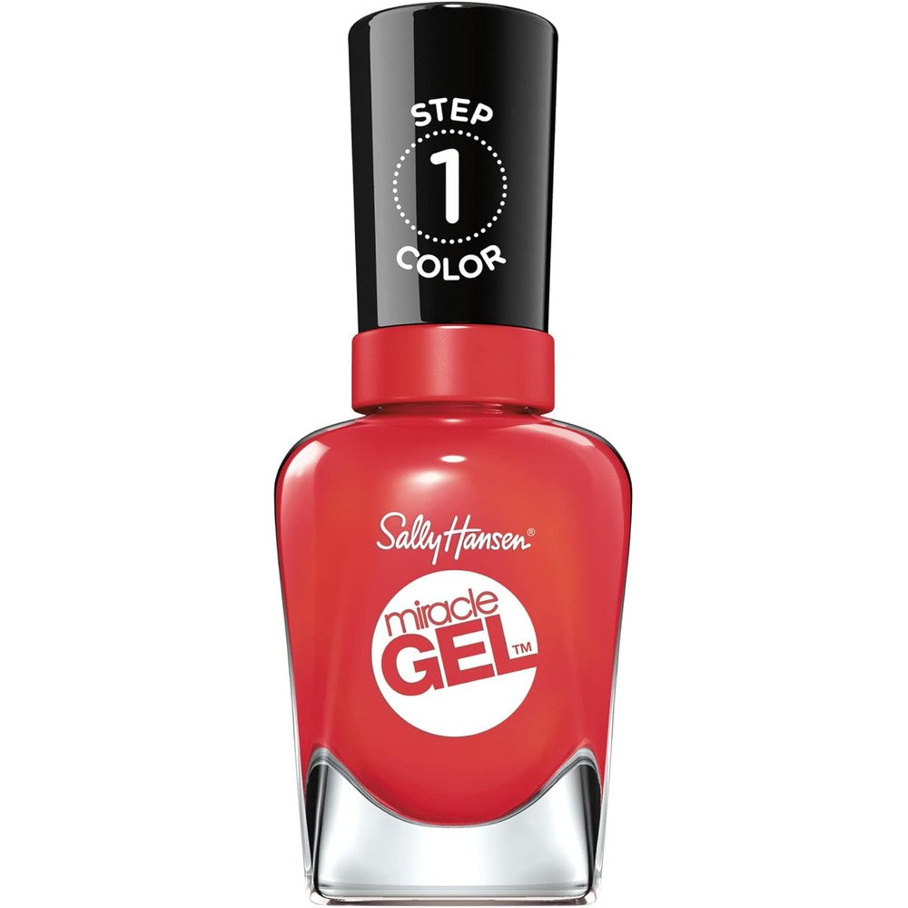 Sally Hansen Miracle Gel Salon Quality Nail Polish | Gel-Like Formula, Two-Step System, No UV Light Needed, Long Lasting | Opaque, Glossy | 342 Apollo You Anywhere | Red Nail Color