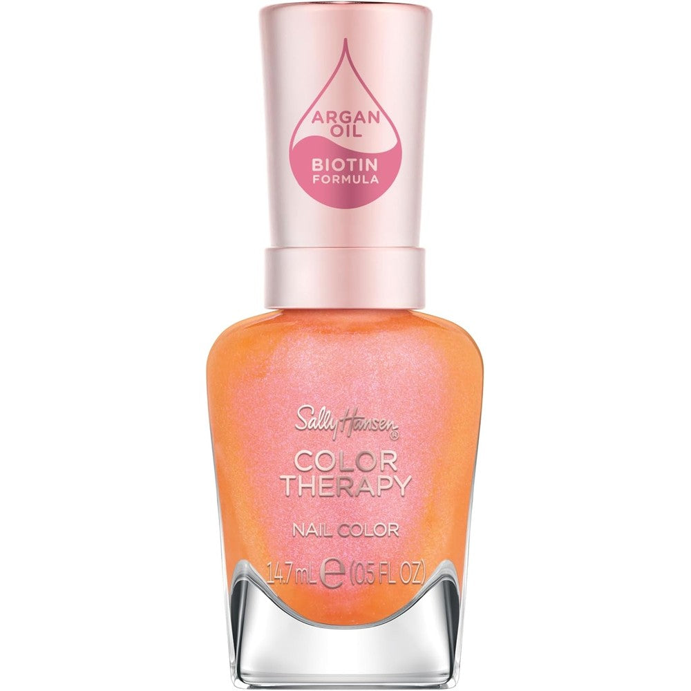 Sally Hansen Color Therapy Nail Polish | Biotin, Argan Oil, Long Lasting, Healthy Nails, Nail Strengthener, Opaque, Shimmery | 290 Tangerine Dream | Orange Coral Nail Color