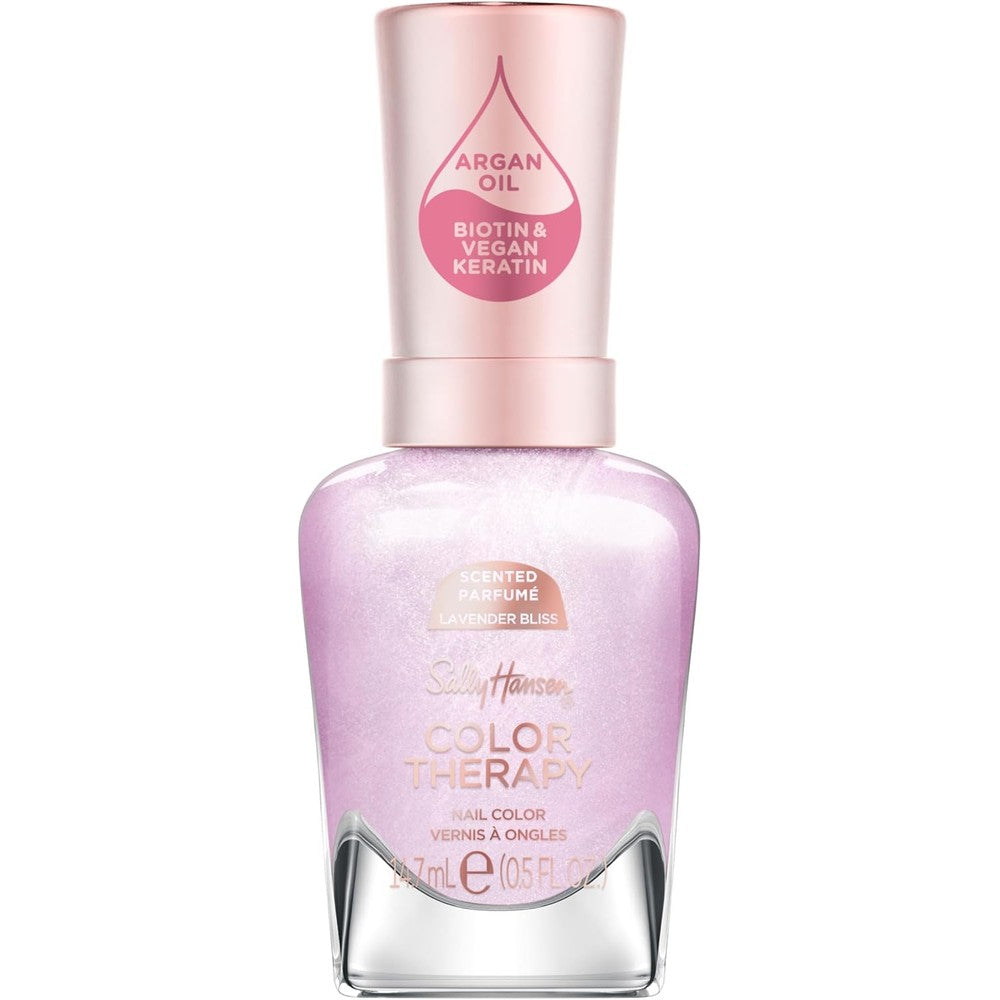 Sally Hansen Color Therapy Scented Nail Polish | Biotin, Argan Oil, Long Lasting, Healthy Nails, Nail Strengthener, Opaque | 387 Lavish in Lavender, Lavender Bliss | Light Purple Nail Color