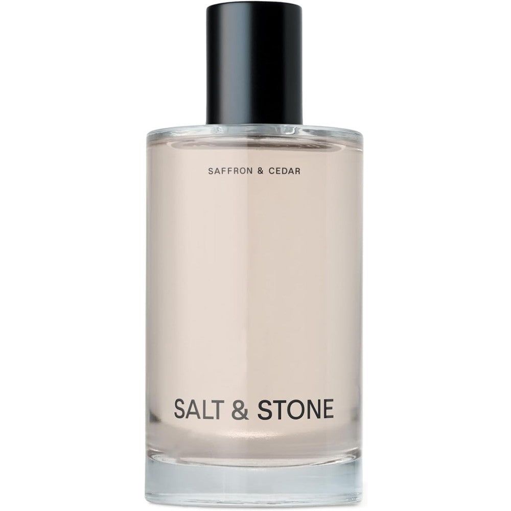 Salt and Stone Saffron and Cedar body mist front view bottle packaging