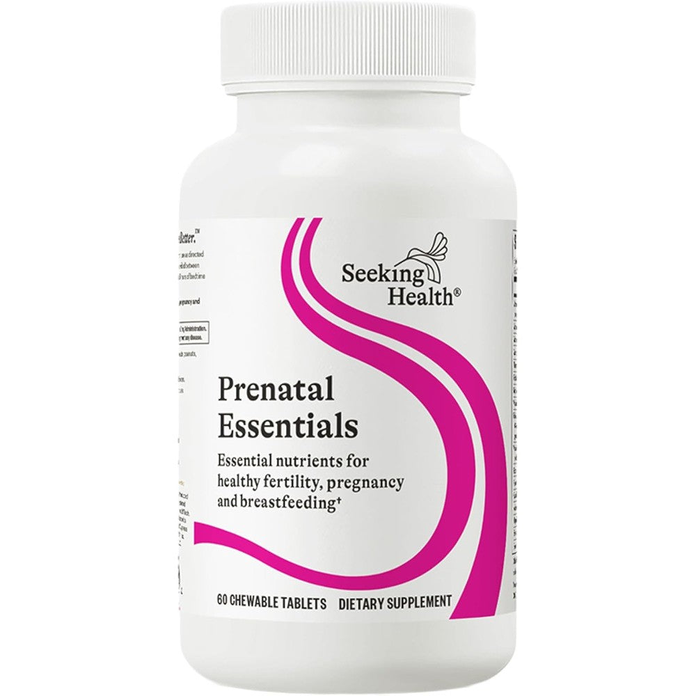 Seeking Health Prenatal Essentials Chewable - Prenatal Support Supplement with Riboflavin - Formula Supports Immune Health & Methylation - B12 Supplement to Support Genetic Development - 60 Tablets