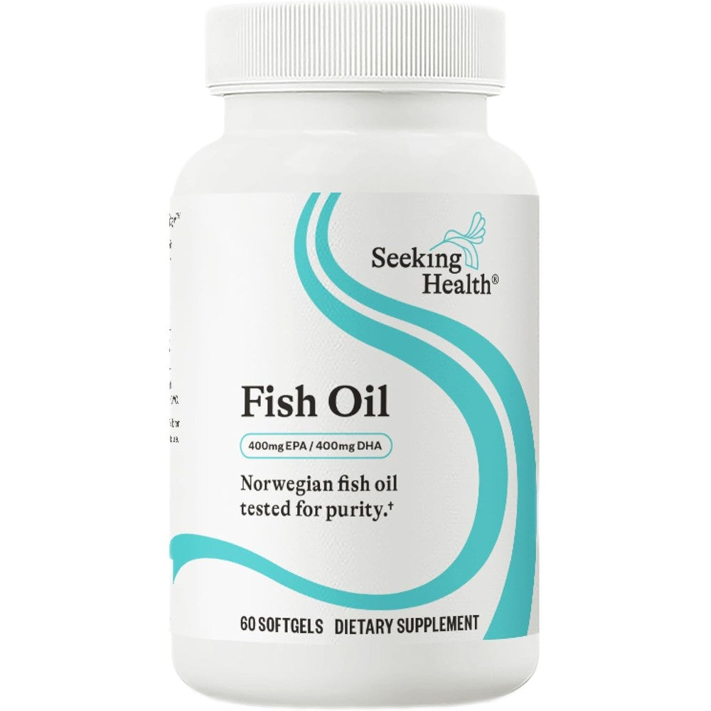 Seeking Health Fish Oil 400mg EPA / 400mg DHA Norwegian Fish Oil Tested for Purity. 60 Softgels