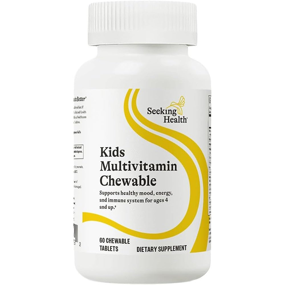 Seeking Health Kids Multivitamin Chewable, Formulated for Children's Health, with L-5-MTHF L-Methylfolate, B12, Riboflavin, Vitamin A, Vegetarian (60 Chewable Tablets)*