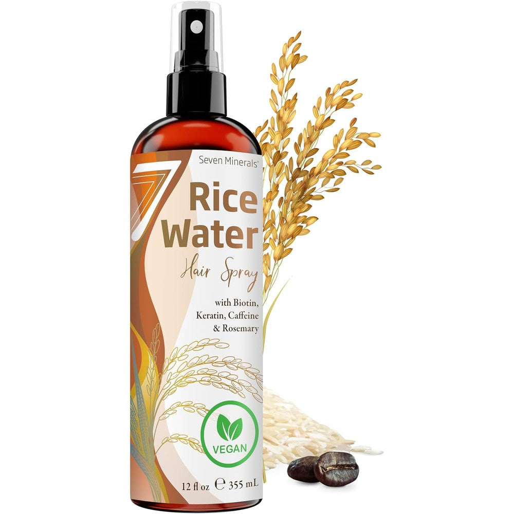 Large Fermented Rice Water for Hair Growth - Infused with Rosemary, Biotin, Caffeine, Keratin Vegan Non-Greasy Spray Naturally Thicker, Longer, Softer Men & Women (12 fl oz)