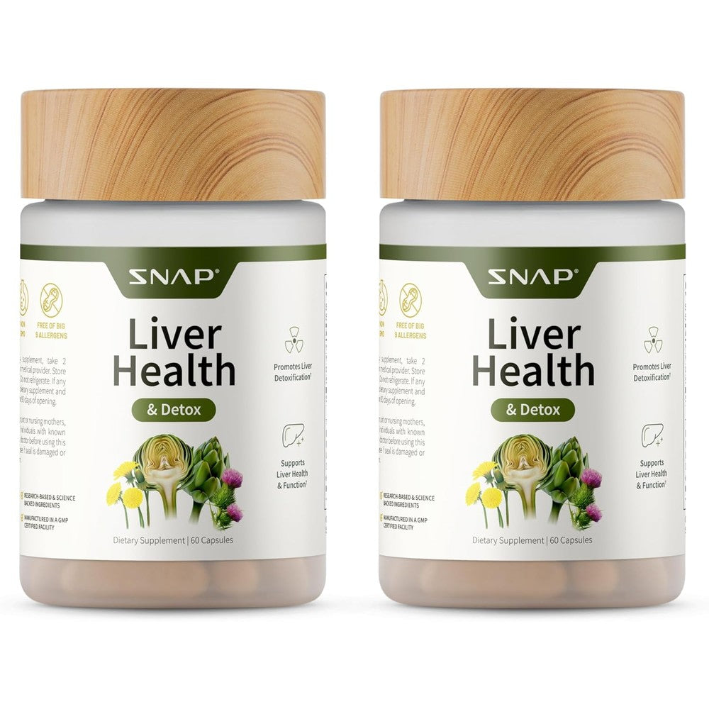 Snap Supplements Liver Health & Detox - Milk Thistle Supplement Supports Healthy Liver and Digestive Health, 60 Vegetarian Capsules (2-Pack)