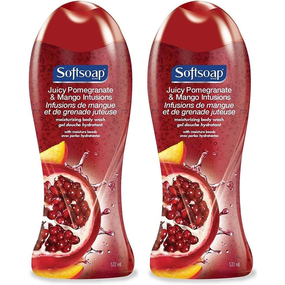 Softsoap Juicy Pomegranate and Mango body wash pack of two bottles