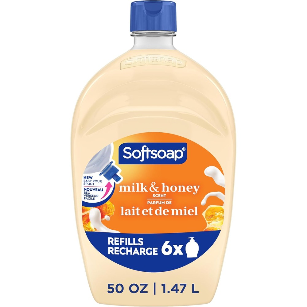 Softsoap Milk and Honey moisturizing liquid hand soap 50 ounce refill bottle front view