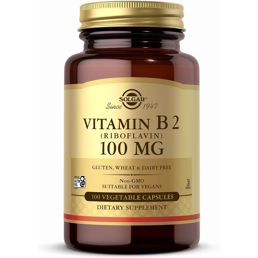 Solgar Vitamin B2 Riboflavin 100mg front view bottle packaging