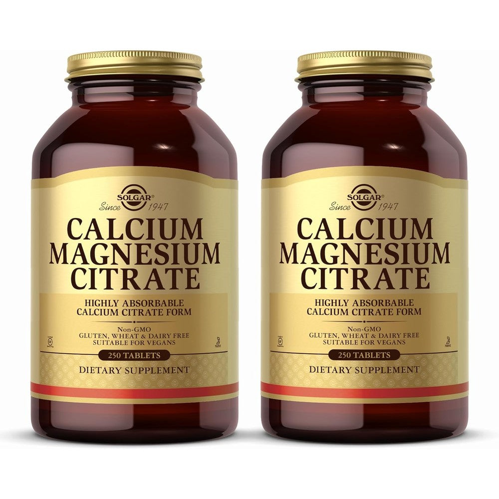 Solgar Calcium Magnesium Citrate, 250 Tablets (Pack of 2) - Supports Healthy Bones & Teeth - Musculoskeletal & Nervous System Support - Highly Absorbable - Non-GMO and Vegan - 100 Total Servings