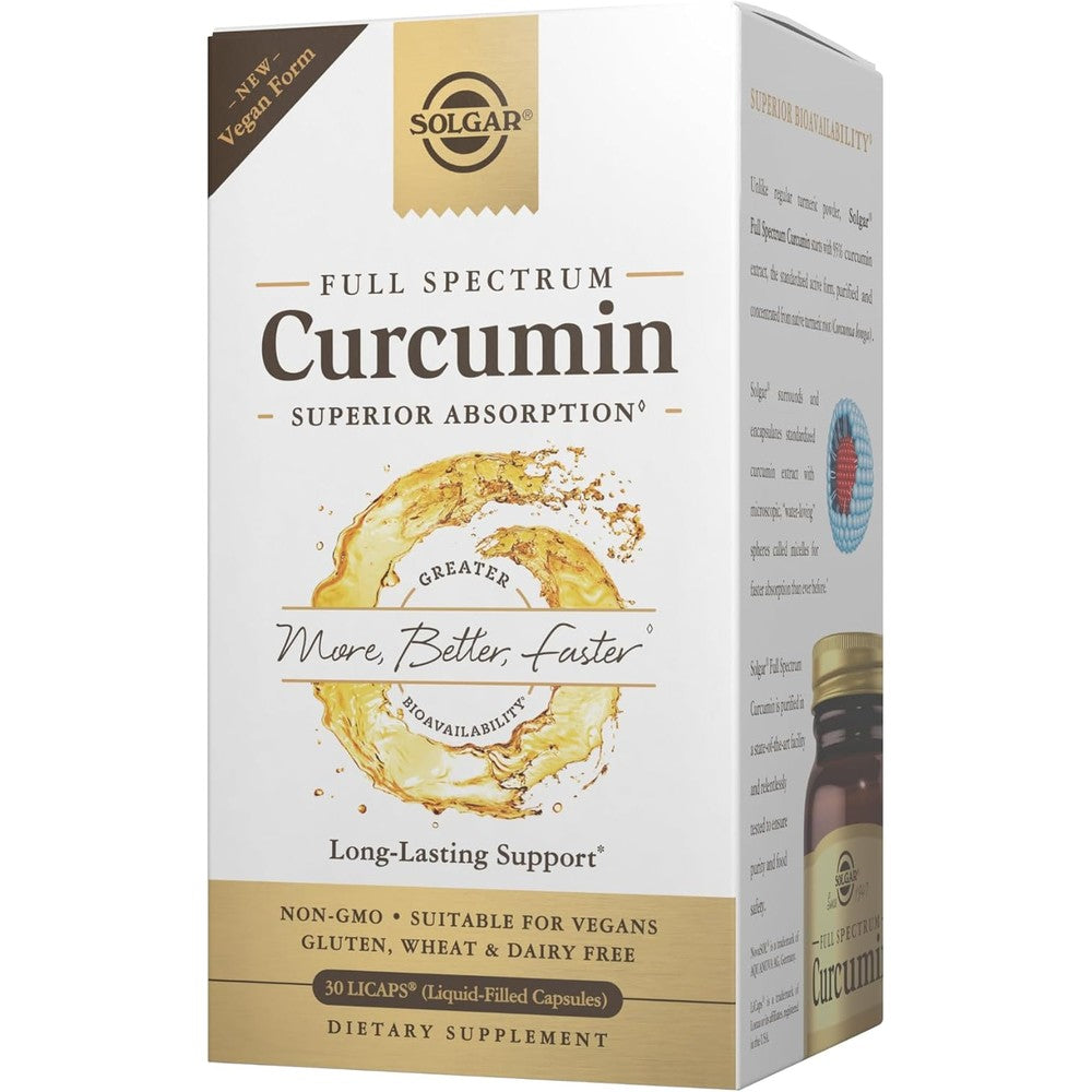 Solgar Full Spectrum Curcumin 30 LiCaps front view supplement bottle
