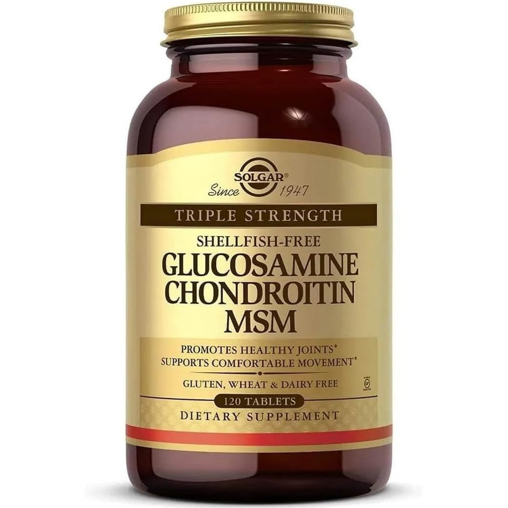 Solgar Triple Strength Glucosamine Chondroitin MSM tablets front bottle view