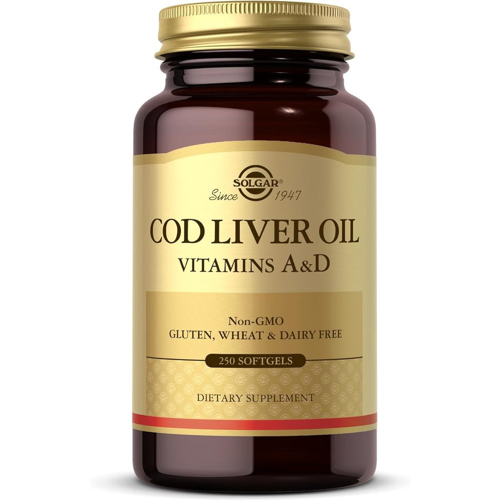 Solgar cod liver oil front view bottle packaging