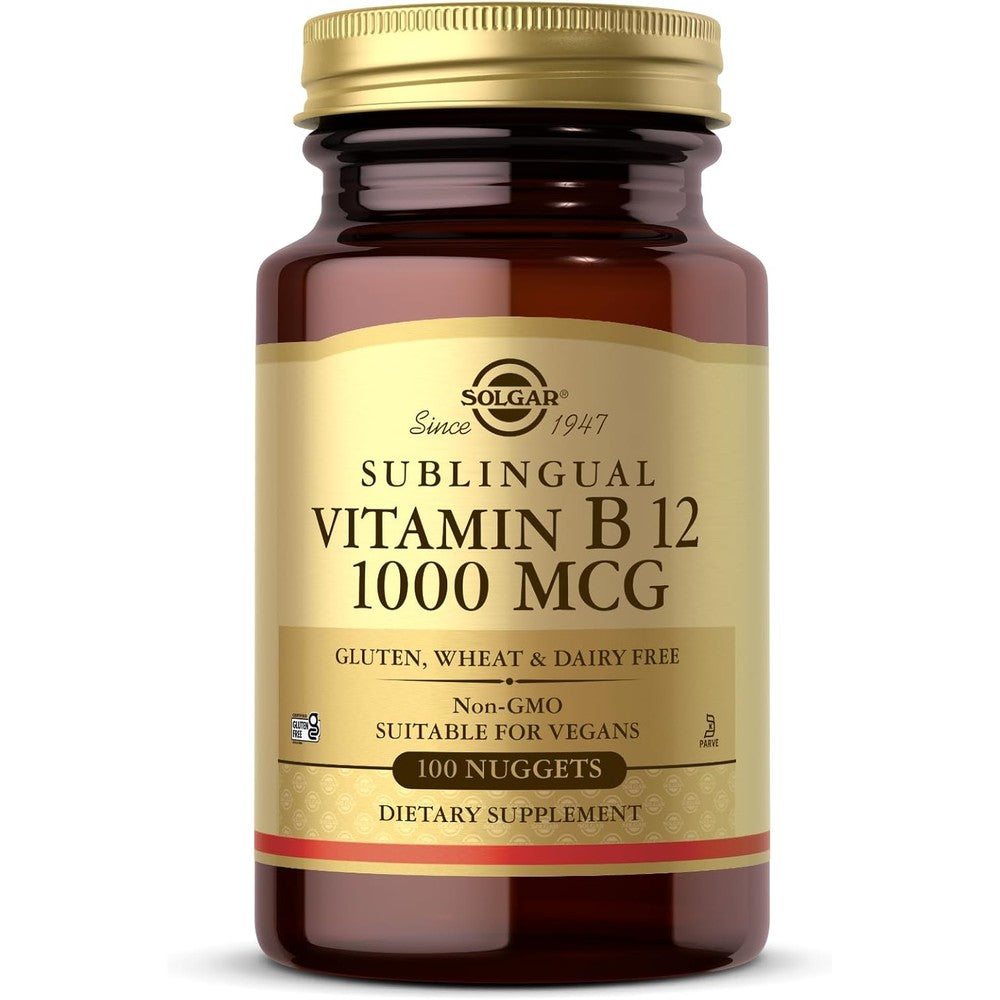 Solgar Sublingual Vitamin B12 1000 mcg front view bottle packaging
