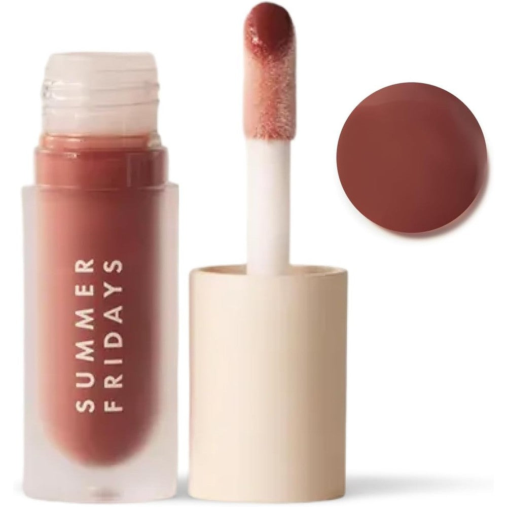 Summer Fridays Dream Lip Oil Warm Beige front view with doe foot applicator