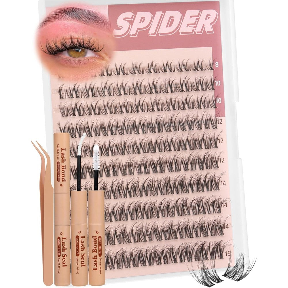 Spider Lash Clusters Kit Breeze Wispy Eyelash Clusters Natural Fluffy Lash Extension Kit D Curly Eyelash Extension Kit Light Cluster Eyelash Extensions DIY Individual Lashes Clusters by TNFVLONEINS