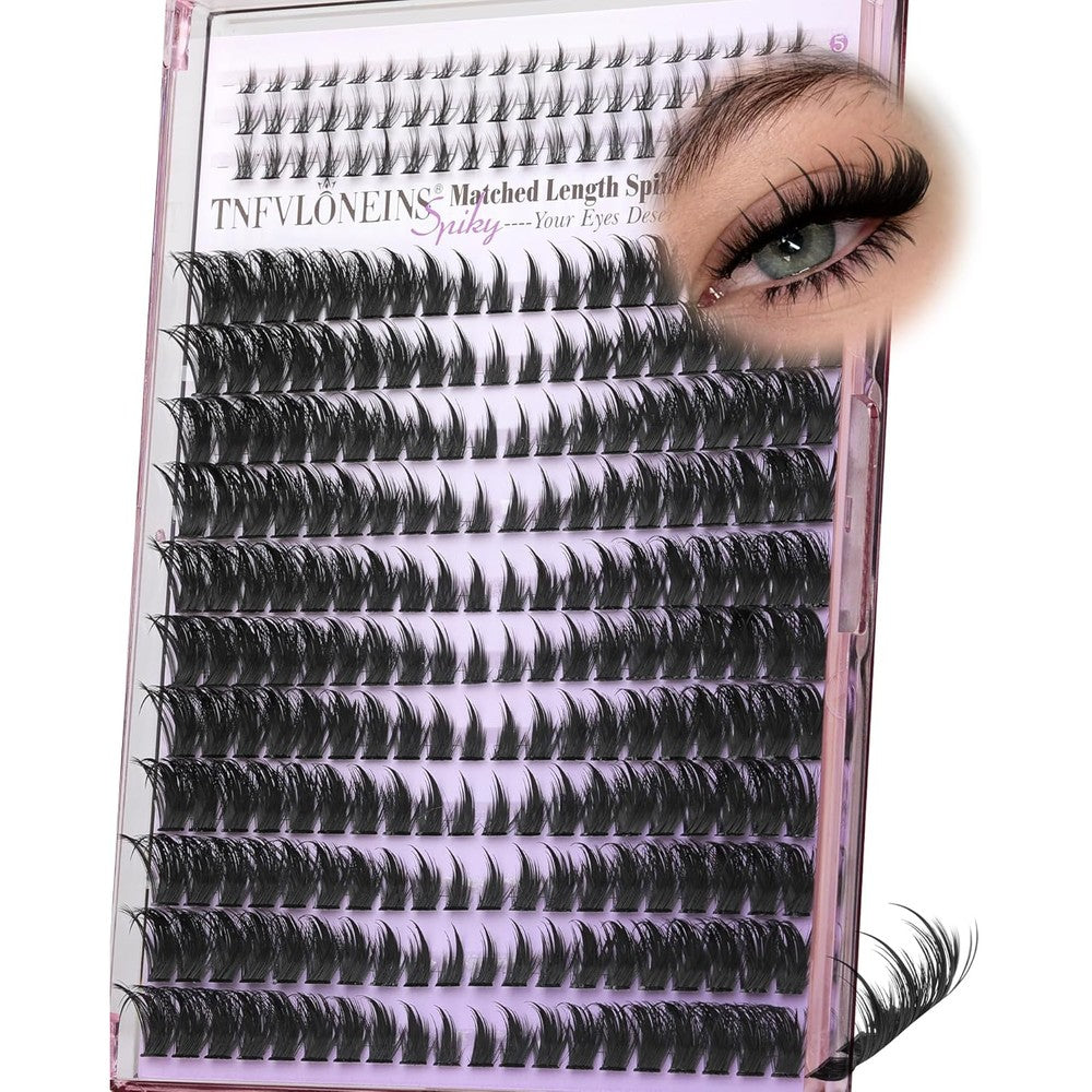 TNFVLONEINS Mink Lash Clusters Spikes Eyelash Clusters with Bottom Lashes Clusters D Curl Manga Individual Lashes 10-18MM Pre-Mapped Wispy Cluster Eyelash Extensions DIY Thick Lash Extension