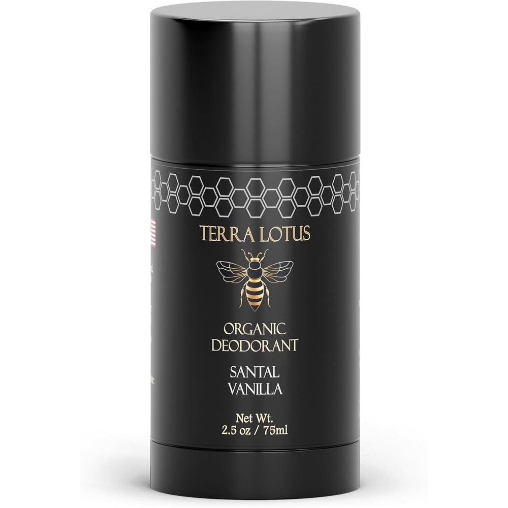 Terra Lotus - Organic Deodorant - Extra Strength 24 Hour Odor Protection for Women & Men - Handcrafted in USA - Aluminum Free and Baking Soda Free - (2.5 Oz) (Santal Vanilla)
