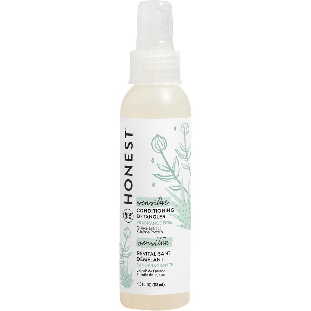 The Honest Company Fragrance-Free Conditioning Hair Detangler Tear-Free Hypoallergenic Leave-In Conditioner and Fortifying Spray for Sensitive Skin 4 fl oz