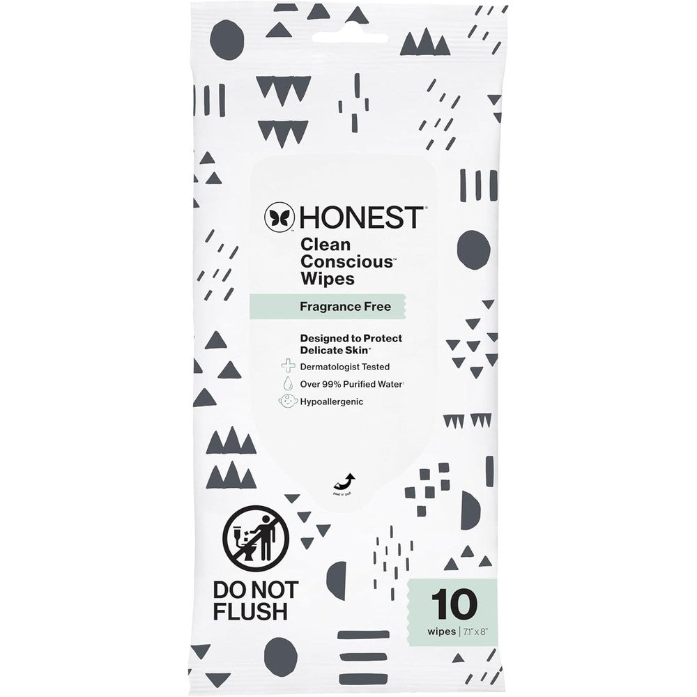 The Honest Company Hypoallergenic Multi-Use Baby Wipes for Sensitive Baby Skin, Pattern Play, 10 Count