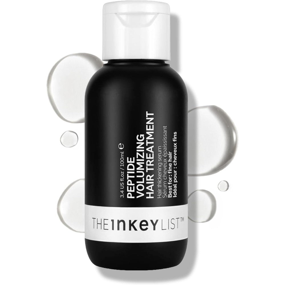 The INKEY List Peptide Volumizing Hair Treatment front view of the 100ml bottle for hair thickening