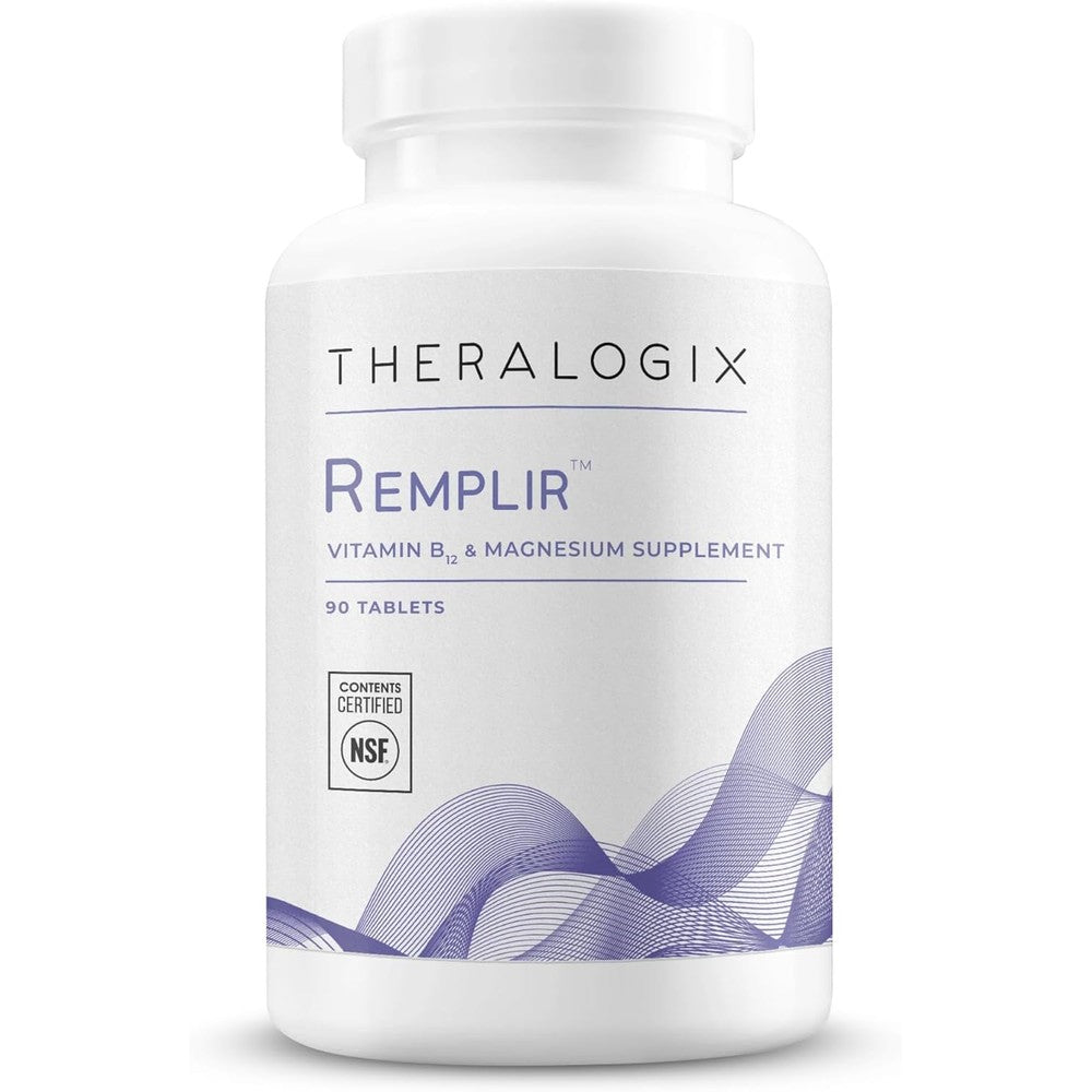Theralogix Remplir Nutritional Supplement - 90-Day Supply - B12 Vitamin & Chelated Magnesium Supplement - Supports Heart Health, Bone Health & More - NSF Certified - 90 Tablets