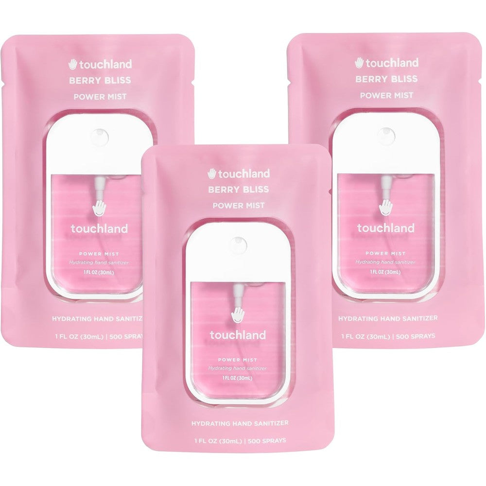 Touchland Hydrating Hand Sanitizer Spray - Berry Bliss Trio Set - 3 x 1 FL OZ Travel Size Mists