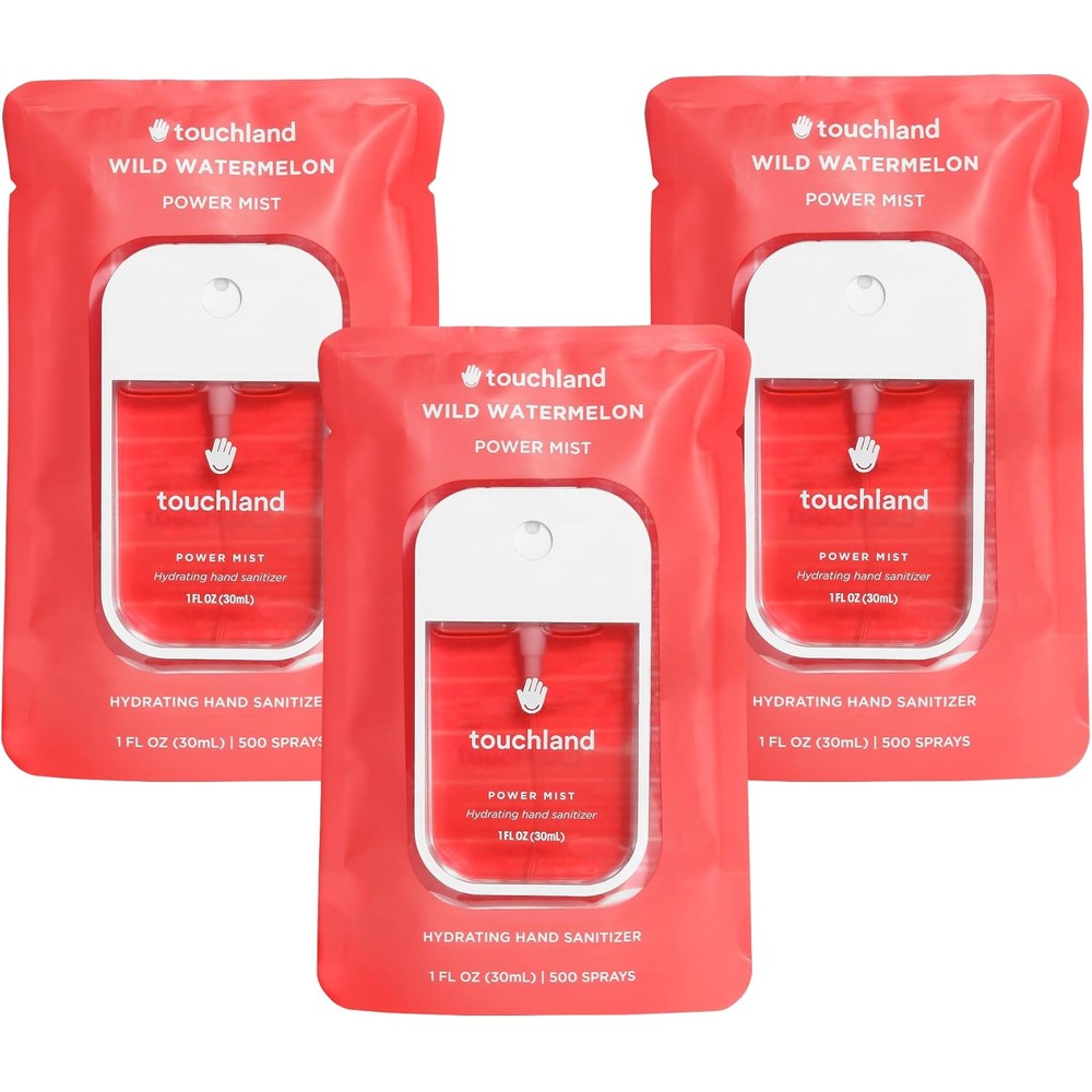Touchland Hydrating Hand Sanitizer Spray - Wild Watermelon Trio Set - 3 x 1 FL OZ Travel Size Mists