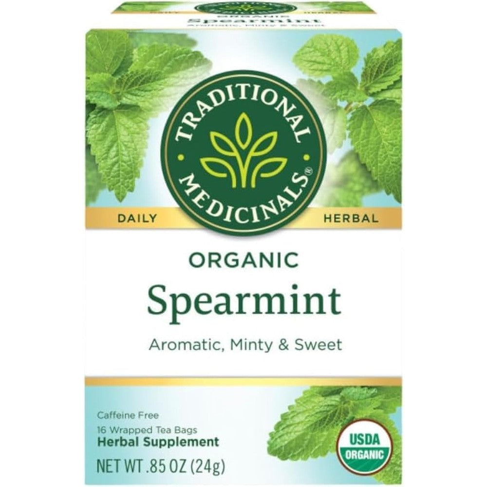 Traditional Medicinals Organic Spearmint Herbal Tea, Healthy & Refreshing, (Pack of 2) - 32 Tea Bags Total