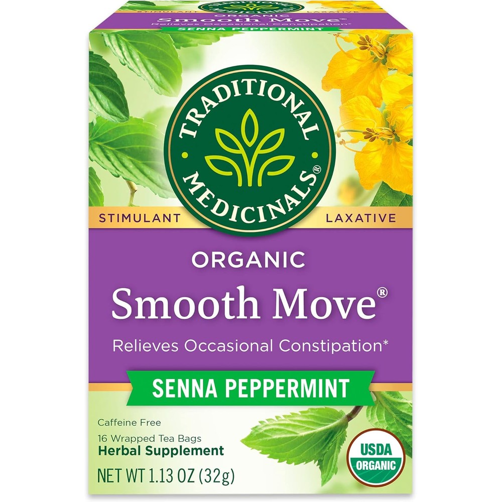 Traditional Medicinals Organic Smooth Move Peppermint Laxative Tea, 16 Tea Bags (Pack of 1)