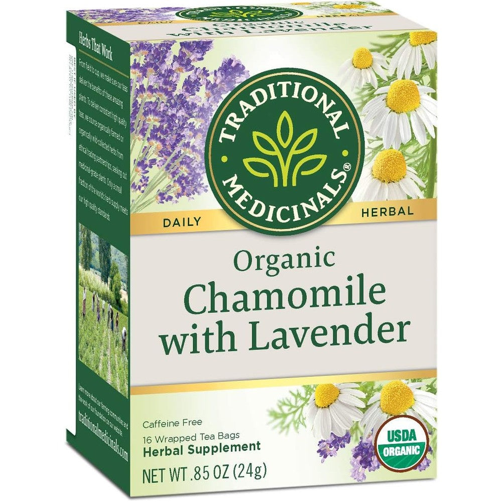 Traditional Medicinals Organic Chamomile with Lavender Herbal Tea (Pack of 1), Calms the Nervous System, 16 Tea Bags