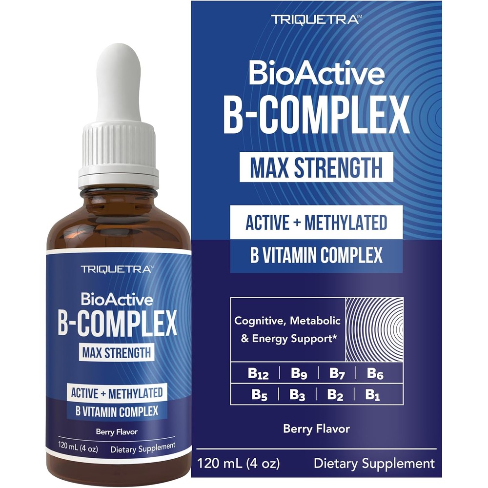 BioActive Vitamin B Complex - Blood Stream Ready, Methylated B Complex - Featuring Methylfolate, 3 BioActive Forms of B12, BenfoPure(R) B1 & Pantesin(R) B5 - 12 B Vitamins in Clinical Doses - Liquid 4 oz
