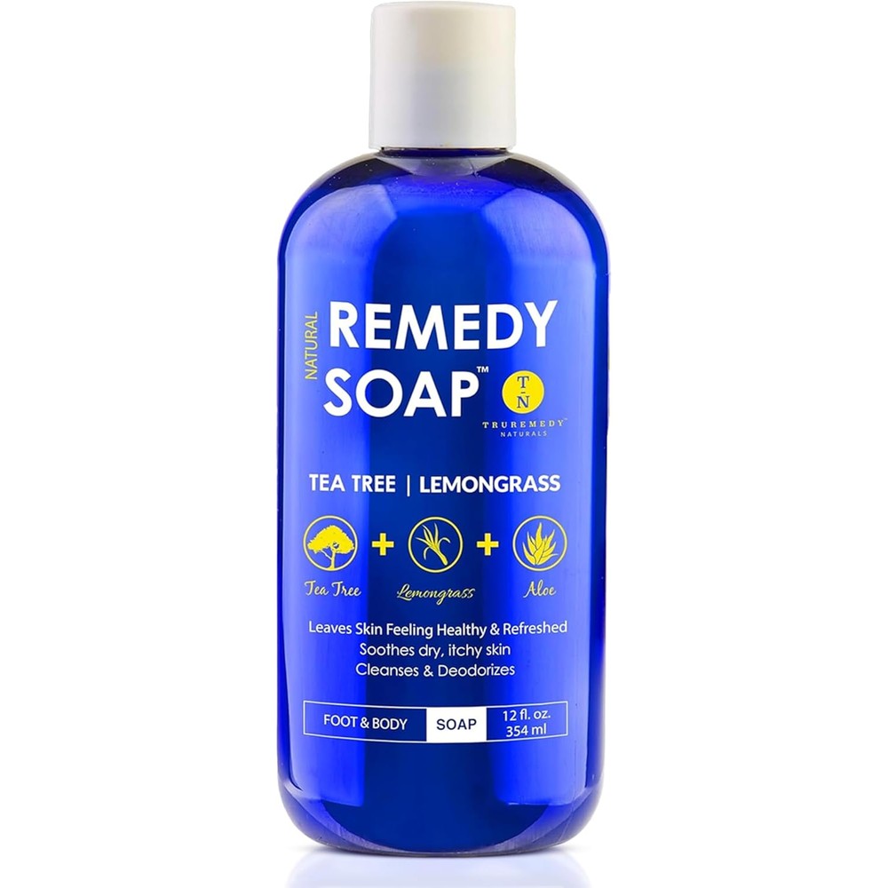 Truremedy Naturals Tea Tree Oil & Lemongrass Body Wash - 12 oz Natural Antifungal Shower Gel for Skin Irritations - Organic Oils, No Sulfates - Refreshing, Moisturizing Soap for Men & Women