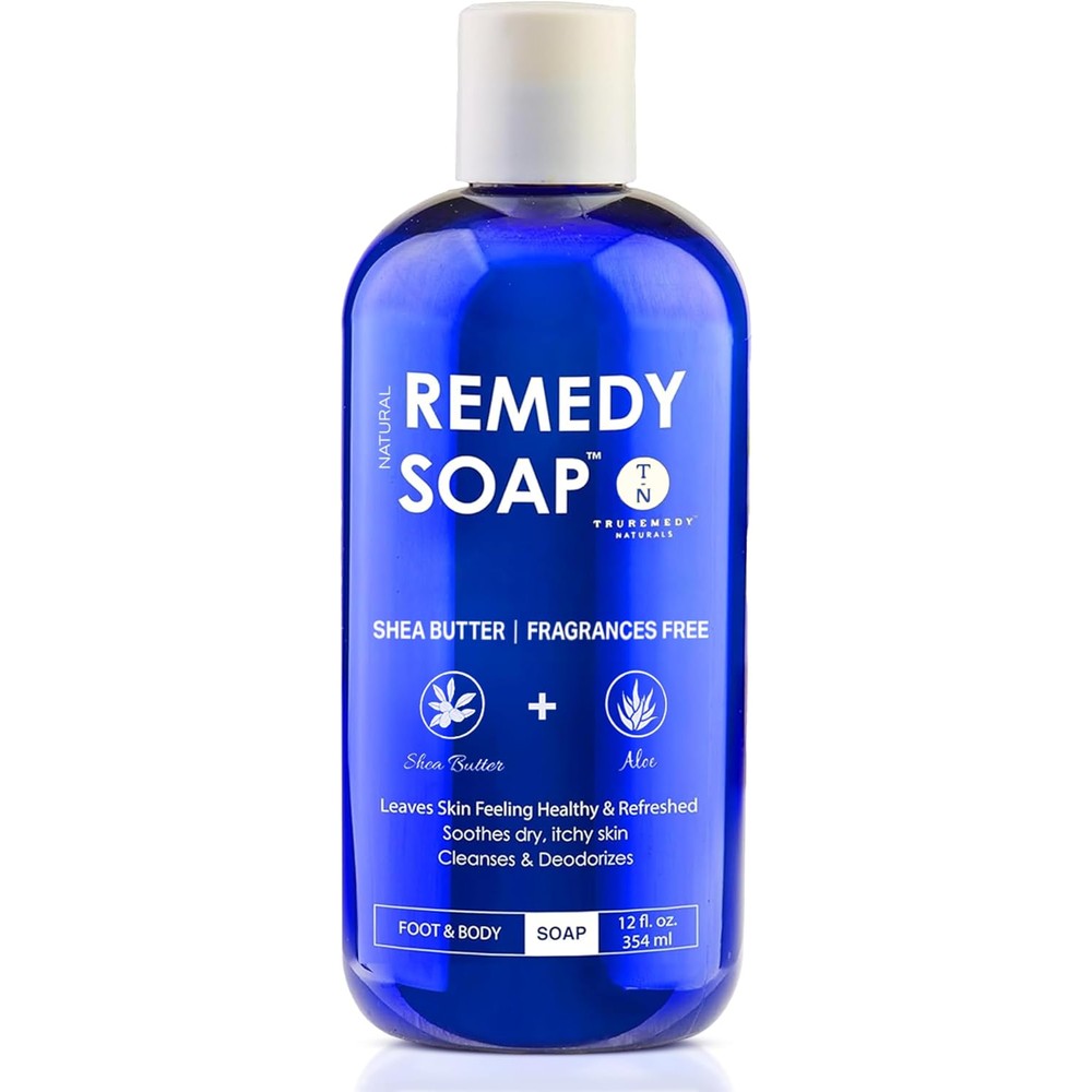 Truremedy Naturals Shea Butter - No Fragrance Body Wash for Men and Women - Hydrating and Soothing Shower Gel Rosemary, Jojoba, Aloe - 12 oz - Moisturizes