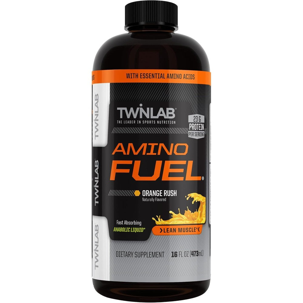 Twinlab Amino Fuel - Pre-Workout and Post-Workout Energy Drink & Supplement -16 fl oz, Orange Rush
