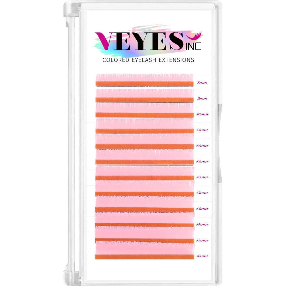 VEYES INC Colored Lash Extensions 03 05 07 15 C/D Curl 8-16mm Mixed Length Tray, Premium Individual Silk Eyelashes, Professional Supplies for Lash Techs (Pink 0.07 C 8-16mm)