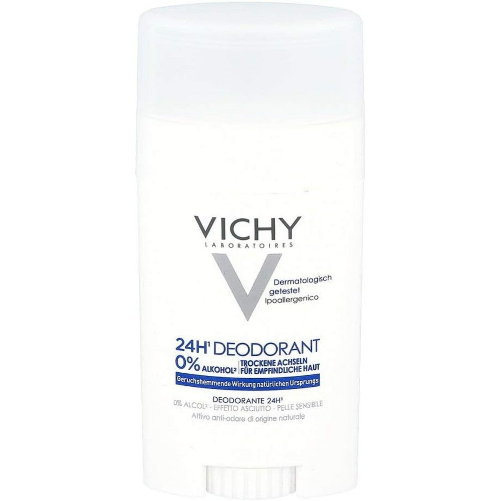 Vichy 24-Hour Dry-Touch Aluminum Free Deodorant Stick front view for sensitive skin