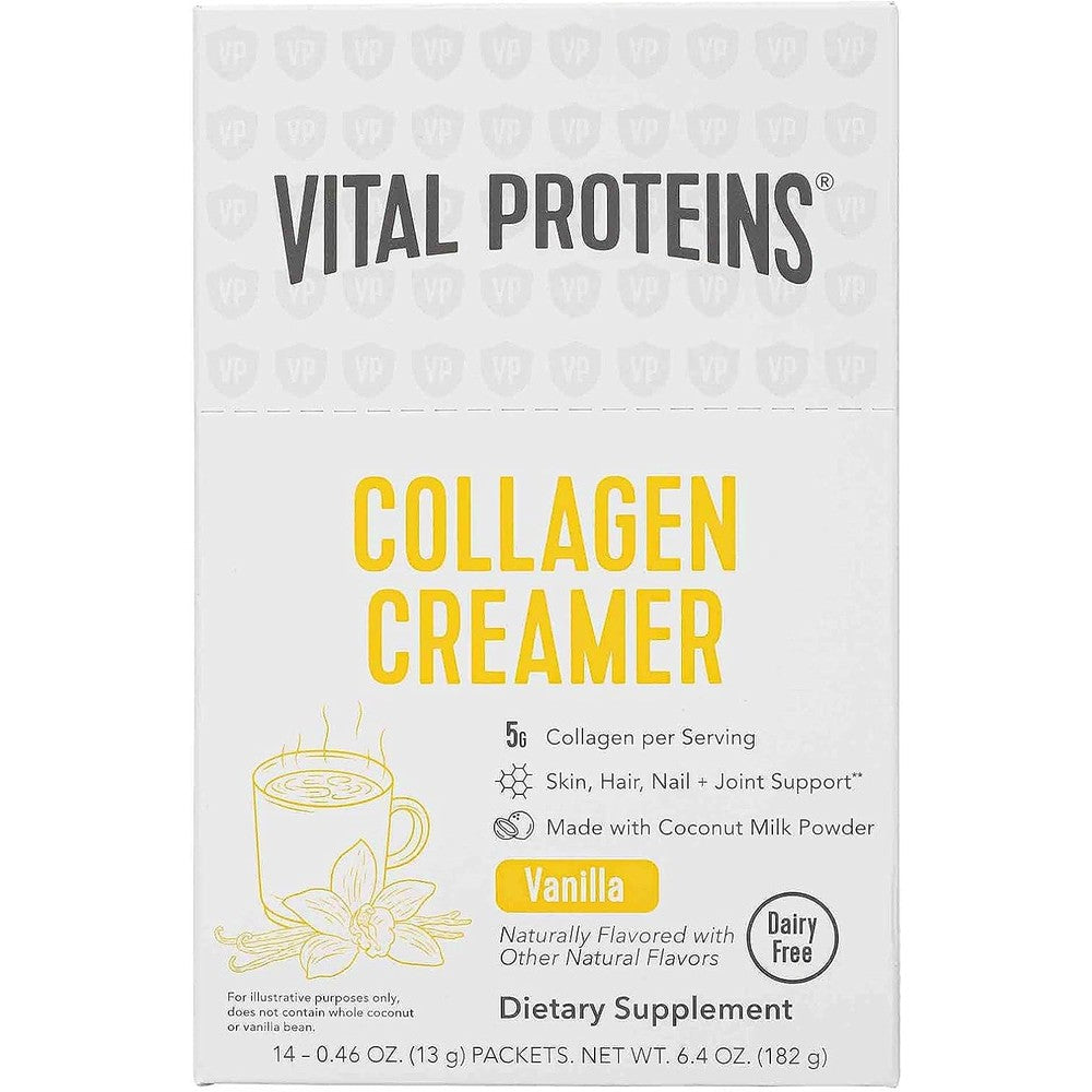 Vital Proteins Collagen Creamer Vanilla stick pack box front view authentic USA imported product