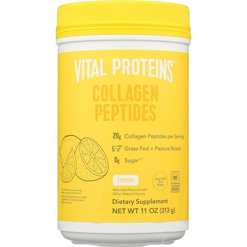 Vital Proteins collagen peptides powder lemon 11 ounce container front view authentic USA import