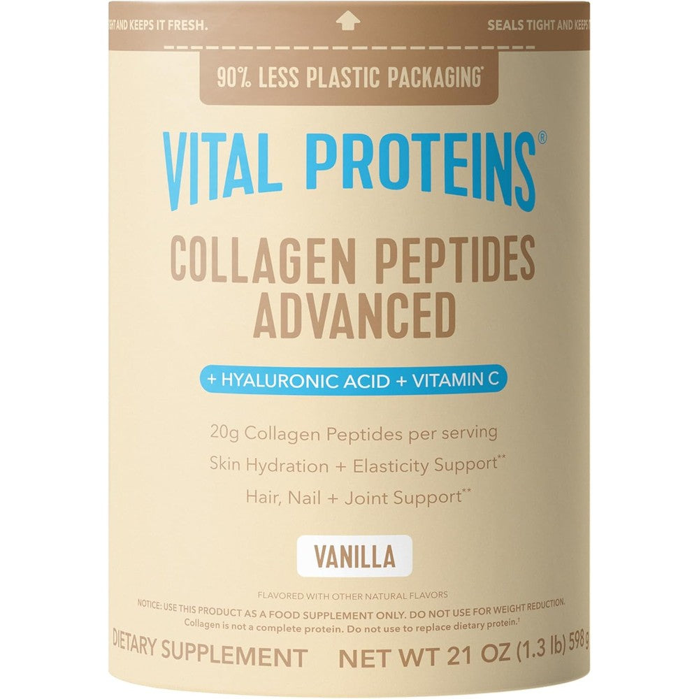 Vital Proteins Collagen Peptides Advanced Vanilla 21 Ounce tub front view
